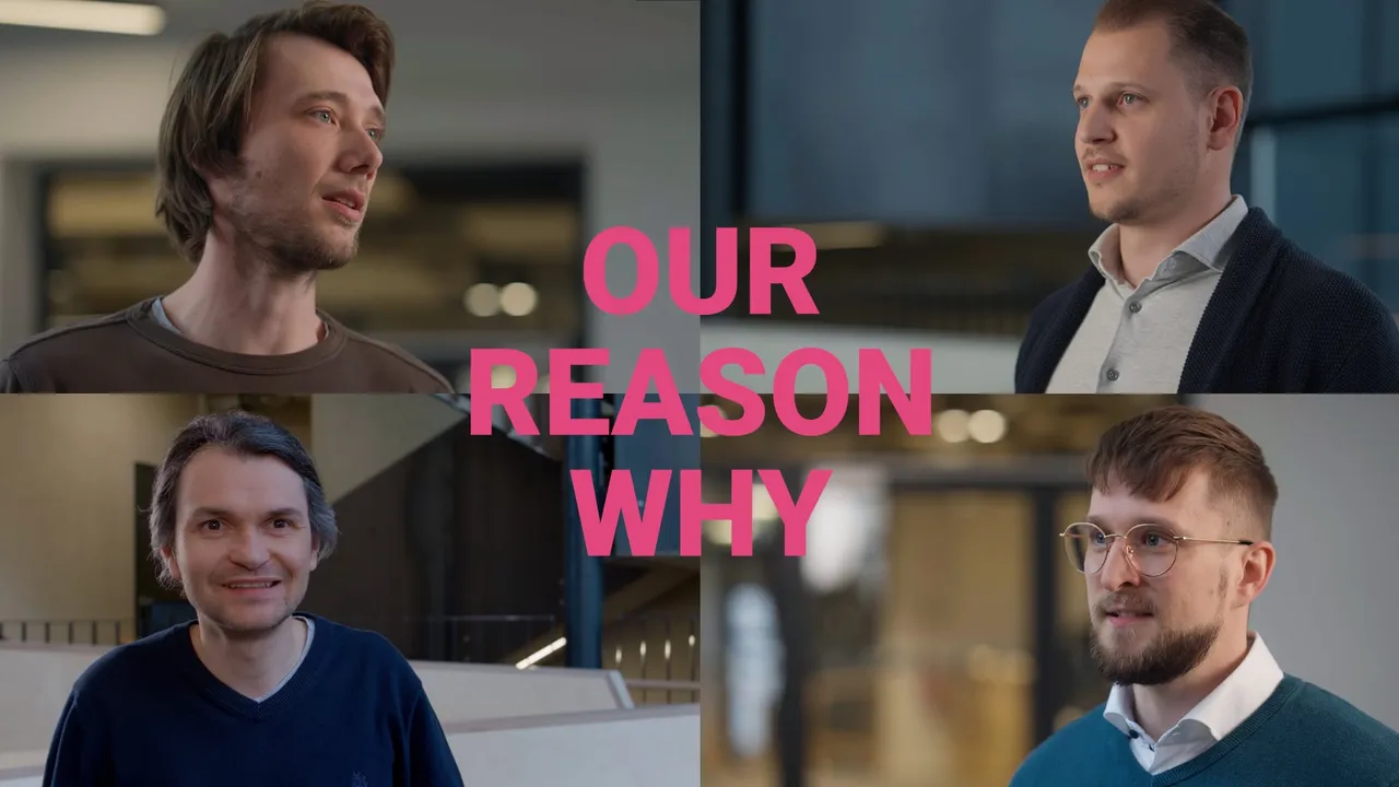 Vier Guid.New Teammitglieder im Still des Videos „Our reason why“