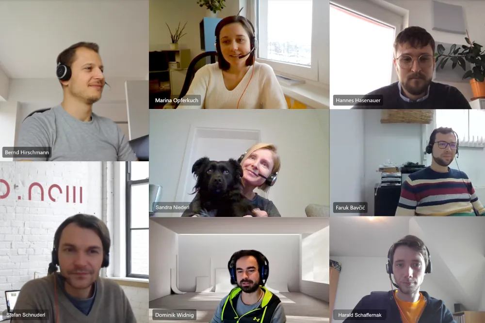 Guid.New Team in einem virtuellen Homeoffice-Videocall